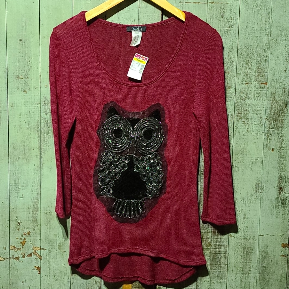 Deb owl applique Sweater